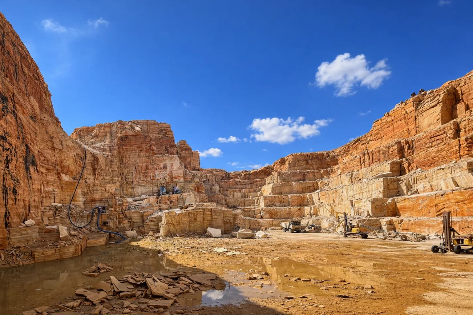 Pedreira — arenito e maquinaria pesada